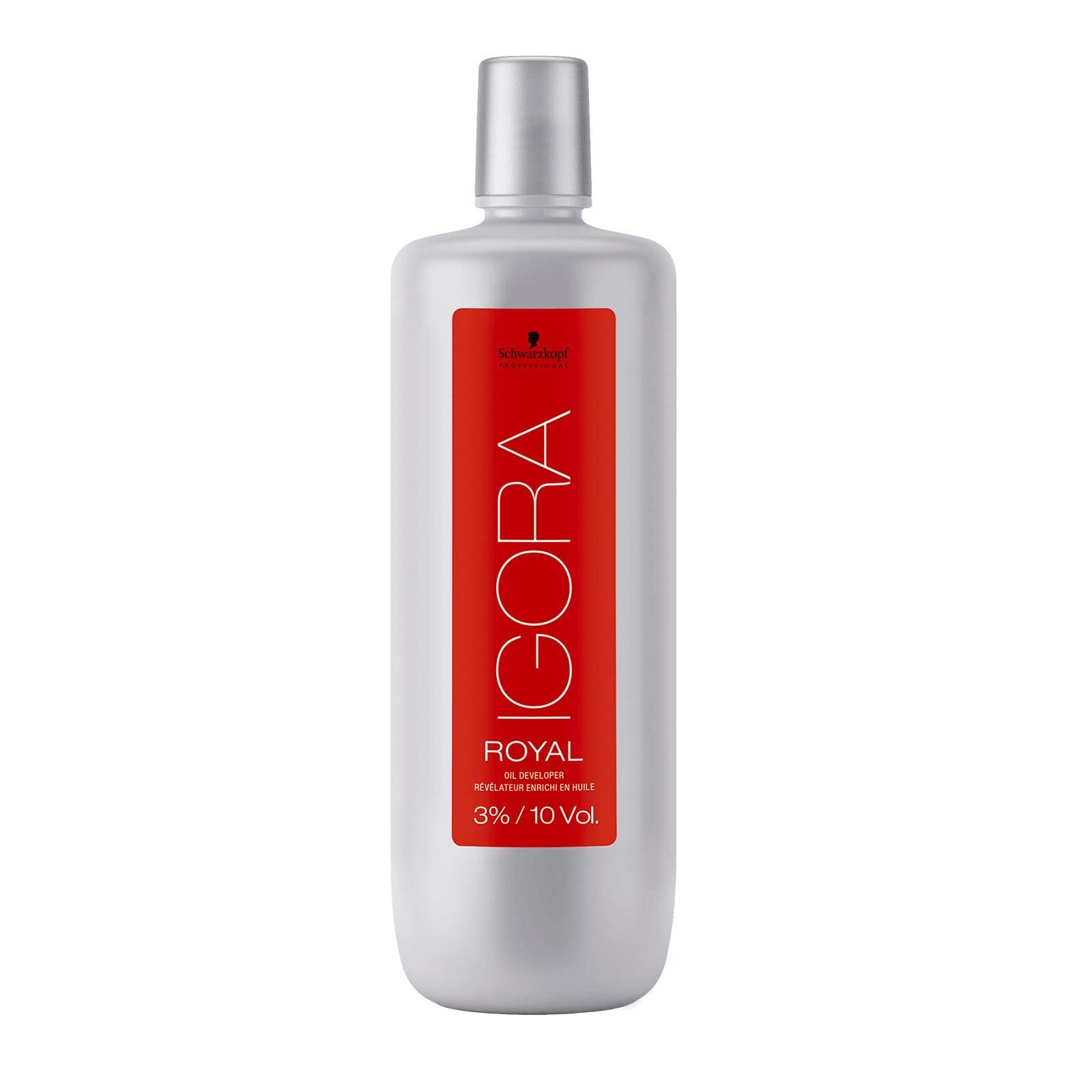 Schwarzkopf Igora Royal Oil Developer being poured for smooth application.