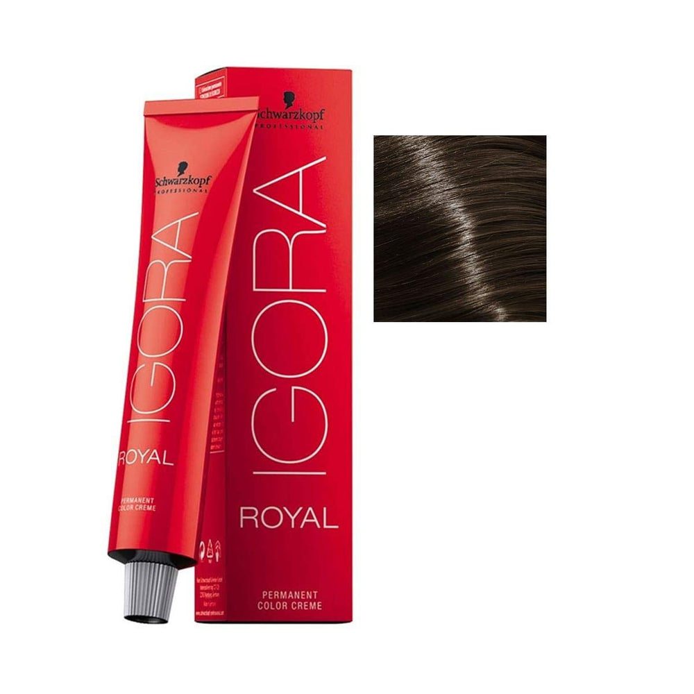Schwarzkopf Igora Royal permanent color 6-0 dark blond tube for precise color mixing.