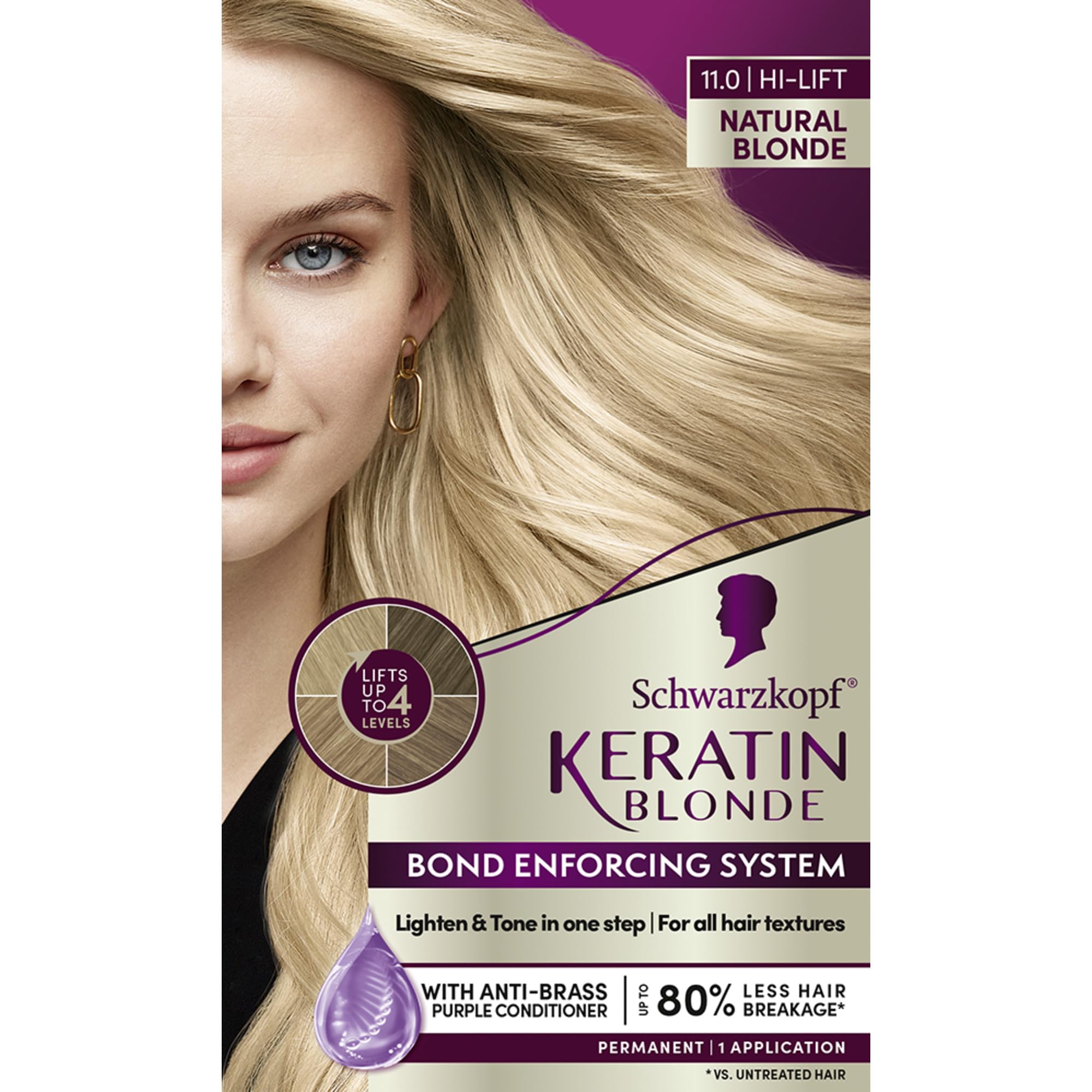 Schwarzkopf Keratin Blonde color cream for up to four level lift and tone