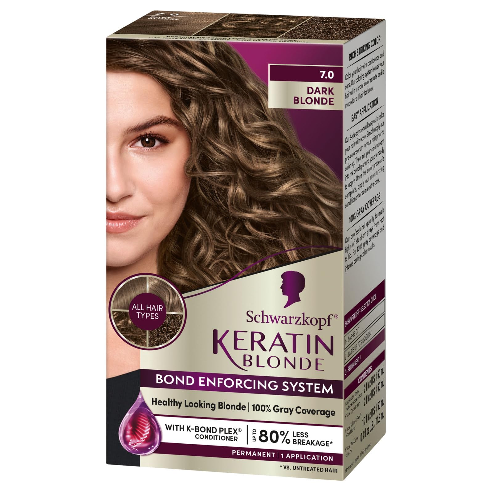 Schwarzkopf Keratin Blonde color cream delivering lift and even tone.