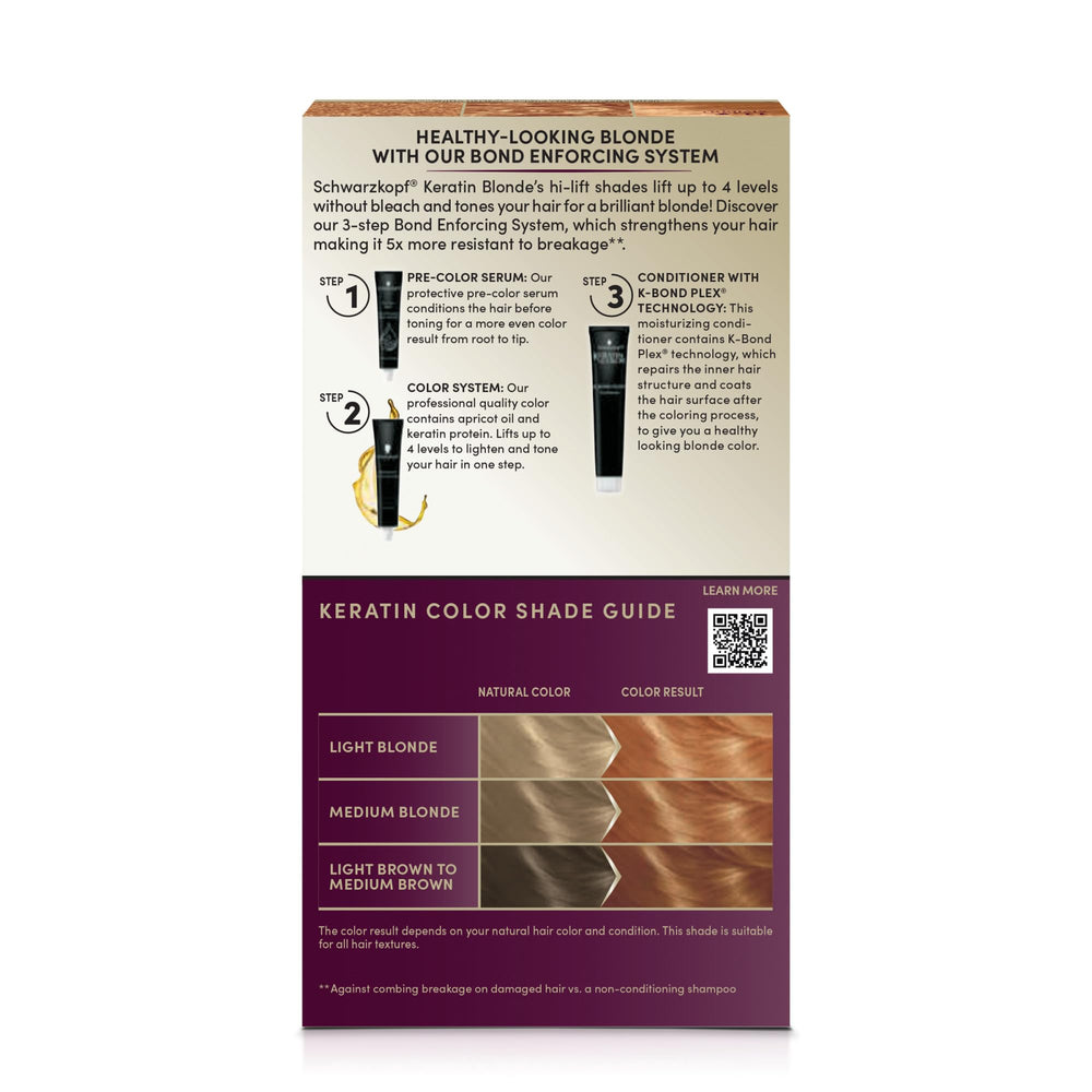 Lifts up to four levels for a brighter, even blonde shade.