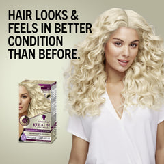 Schwarzkopf Keratin Blonde bond-enforcing system steps illustrate stronger hair bonds