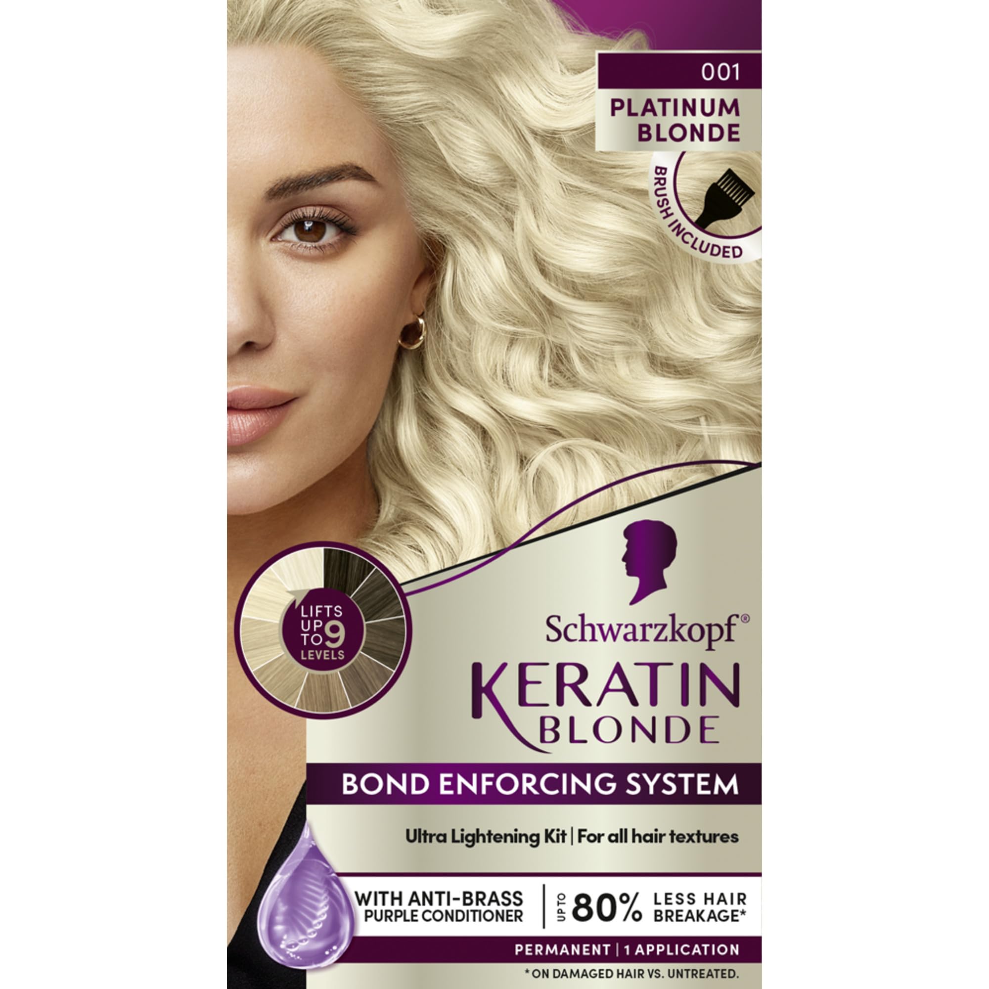 Schwarzkopf Keratin Blonde pre-color serum packaging for even lightening