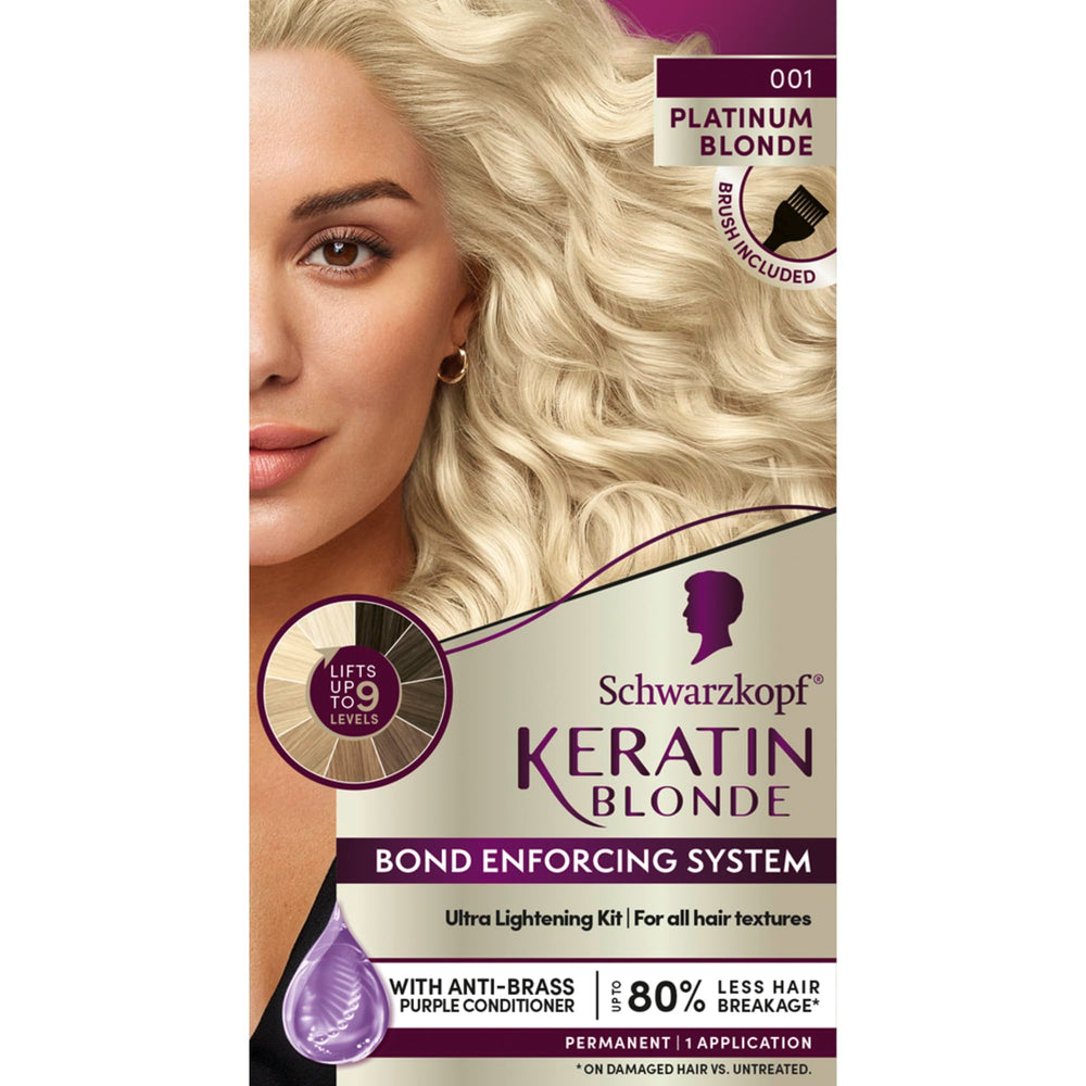 Schwarzkopf Keratin Blonde pre-color serum packaging for even lightening