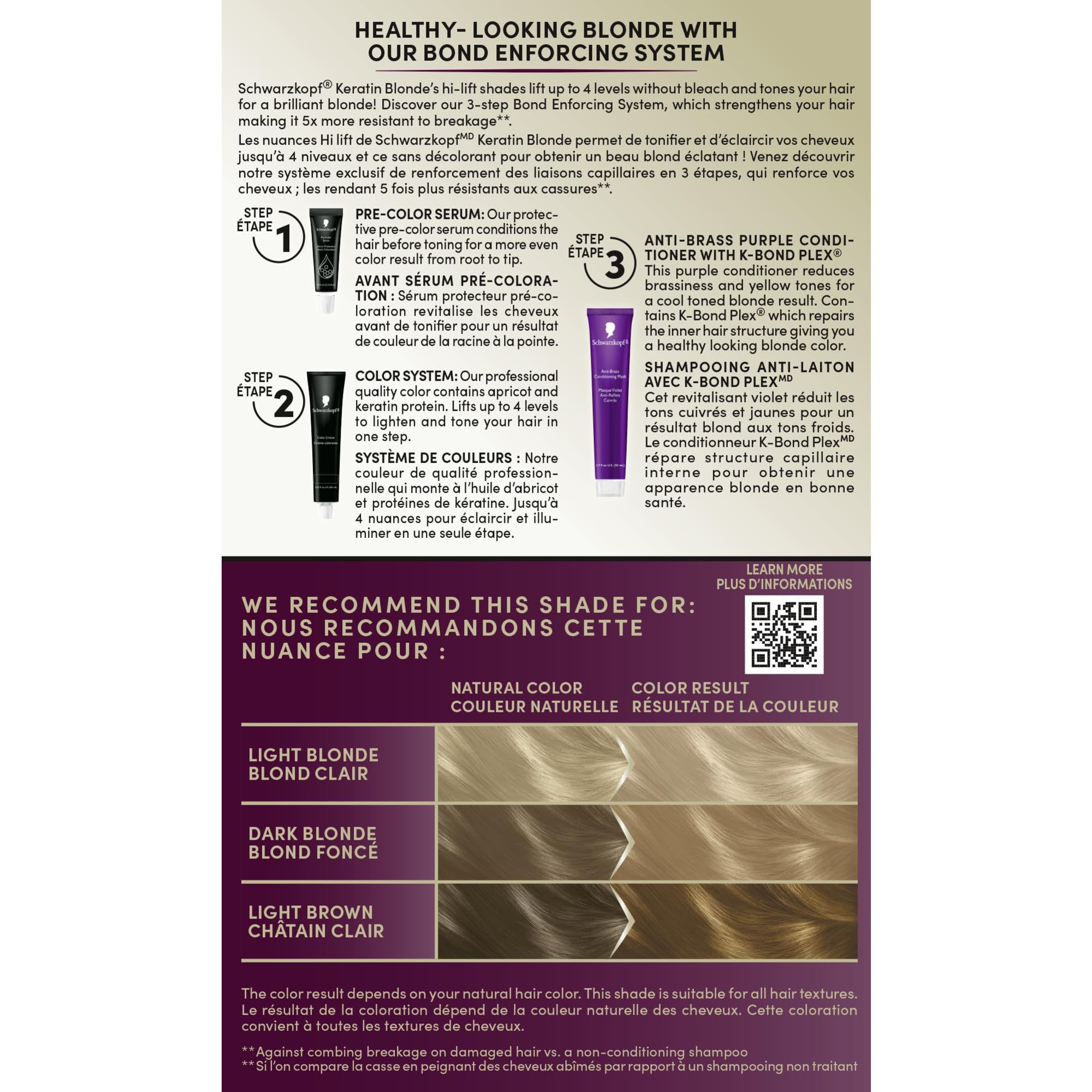 Schwarzkopf Keratin Blonde bond enforcing system supports stronger hair