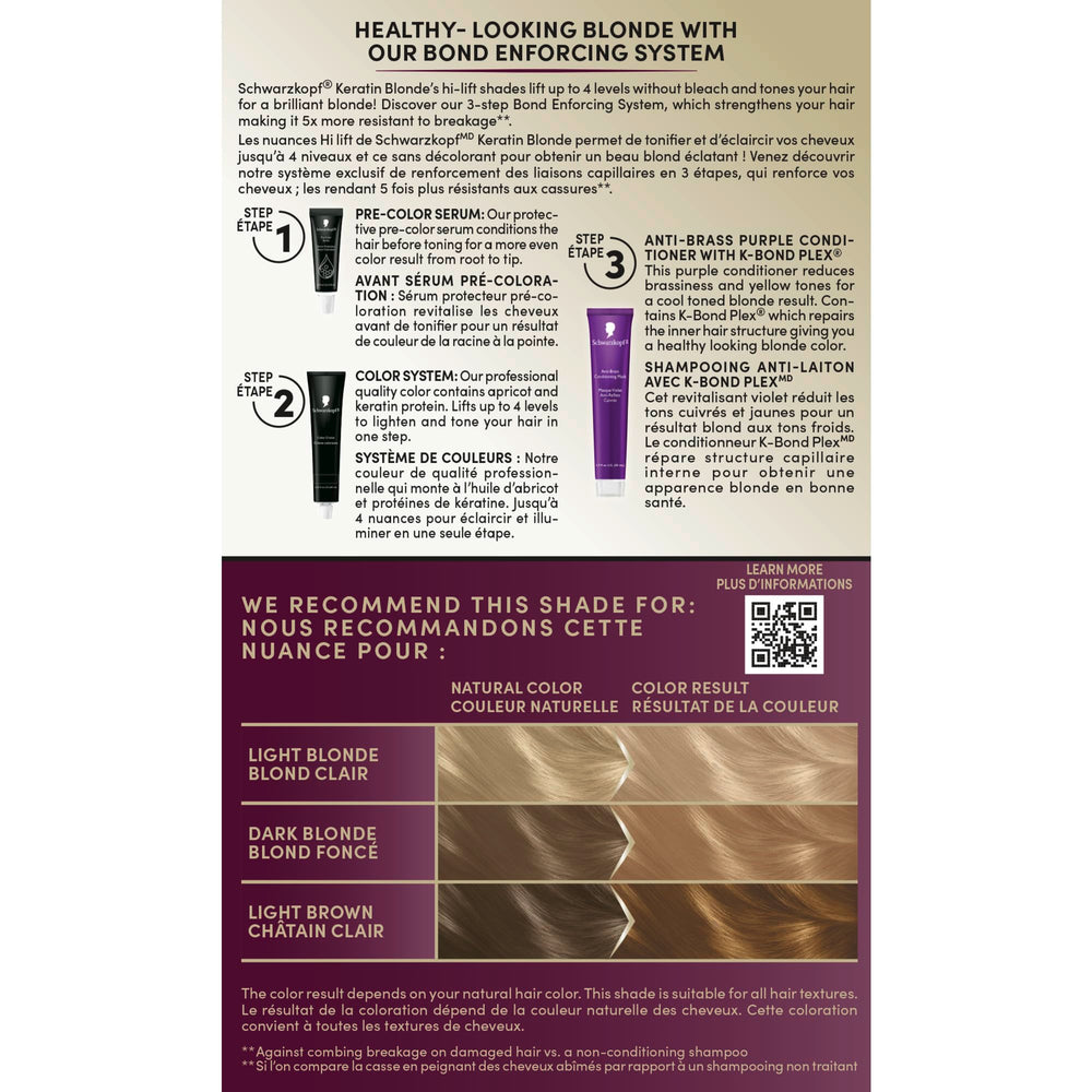Schwarzkopf Keratin Blonde bond enforcing system supports stronger hair