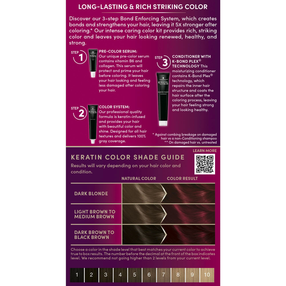 Schwarzkopf Keratin Color Bond Enforcing System strengthens hair during color.