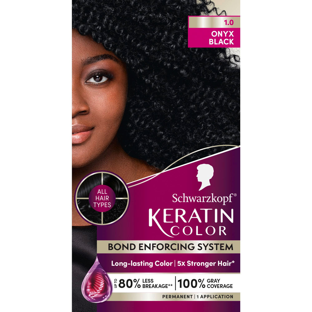 Schwarzkopf Keratin Color color cream applying deep black-onyx shade for gray coverage