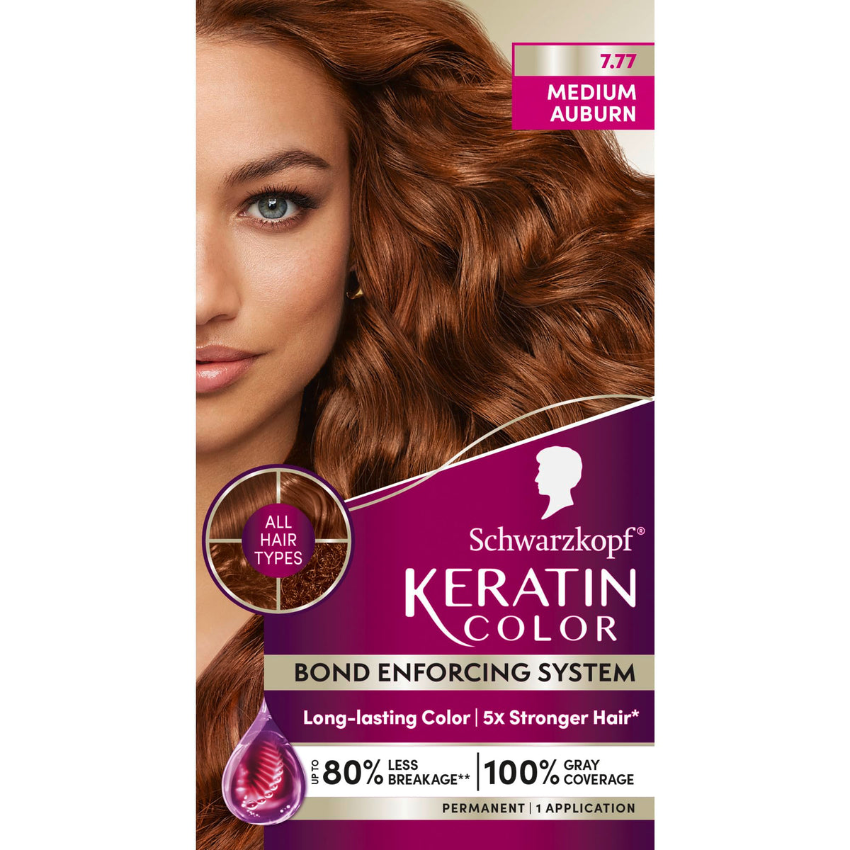 Schwarzkopf Keratin Color Cream applies evenly for vibrant auburn shade