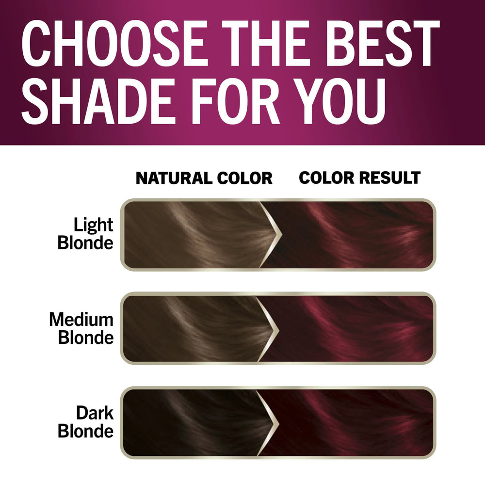 Post-color result displays vibrant deep red with smooth, even tone.