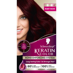 Schwarzkopf Keratin Color kit box for at-home dye delivering professional results.