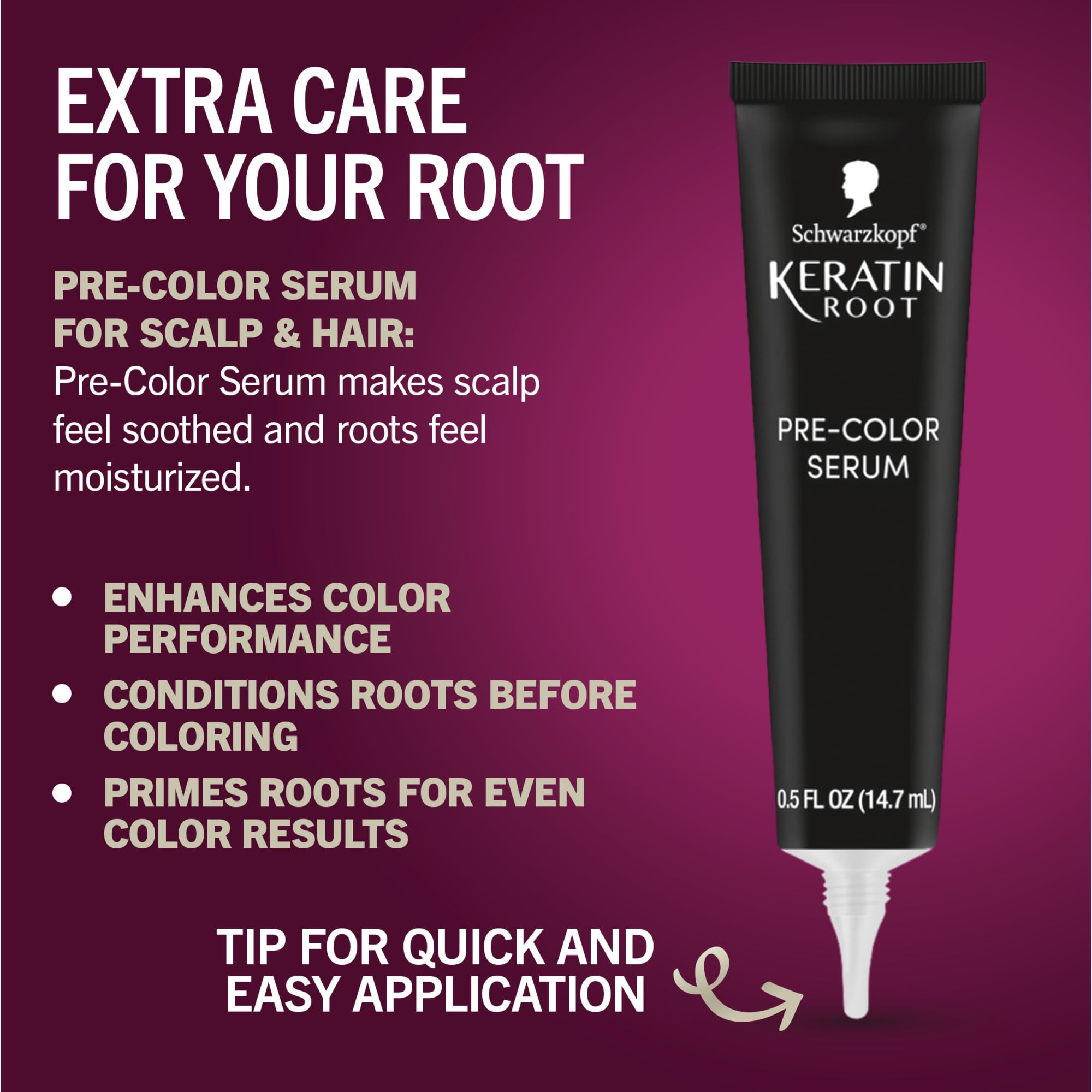 Schwarzkopf Keratin Root pre-color serum image highlighting scalp conditioning before color.