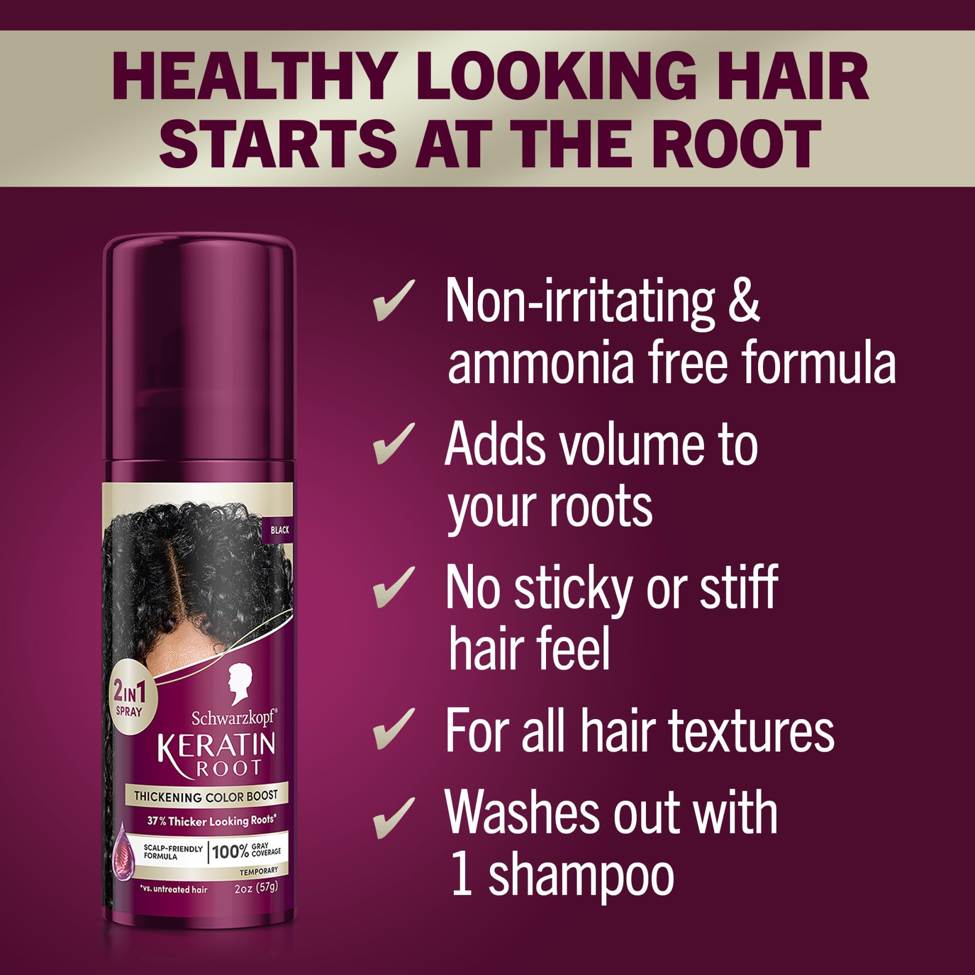 Applying Schwarzkopf Keratin Root Spray to roots for instant coverage