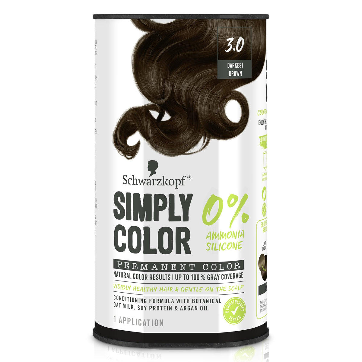 Schwarzkopf Simply Color 3.0 darkest brown color cream for even at-home application