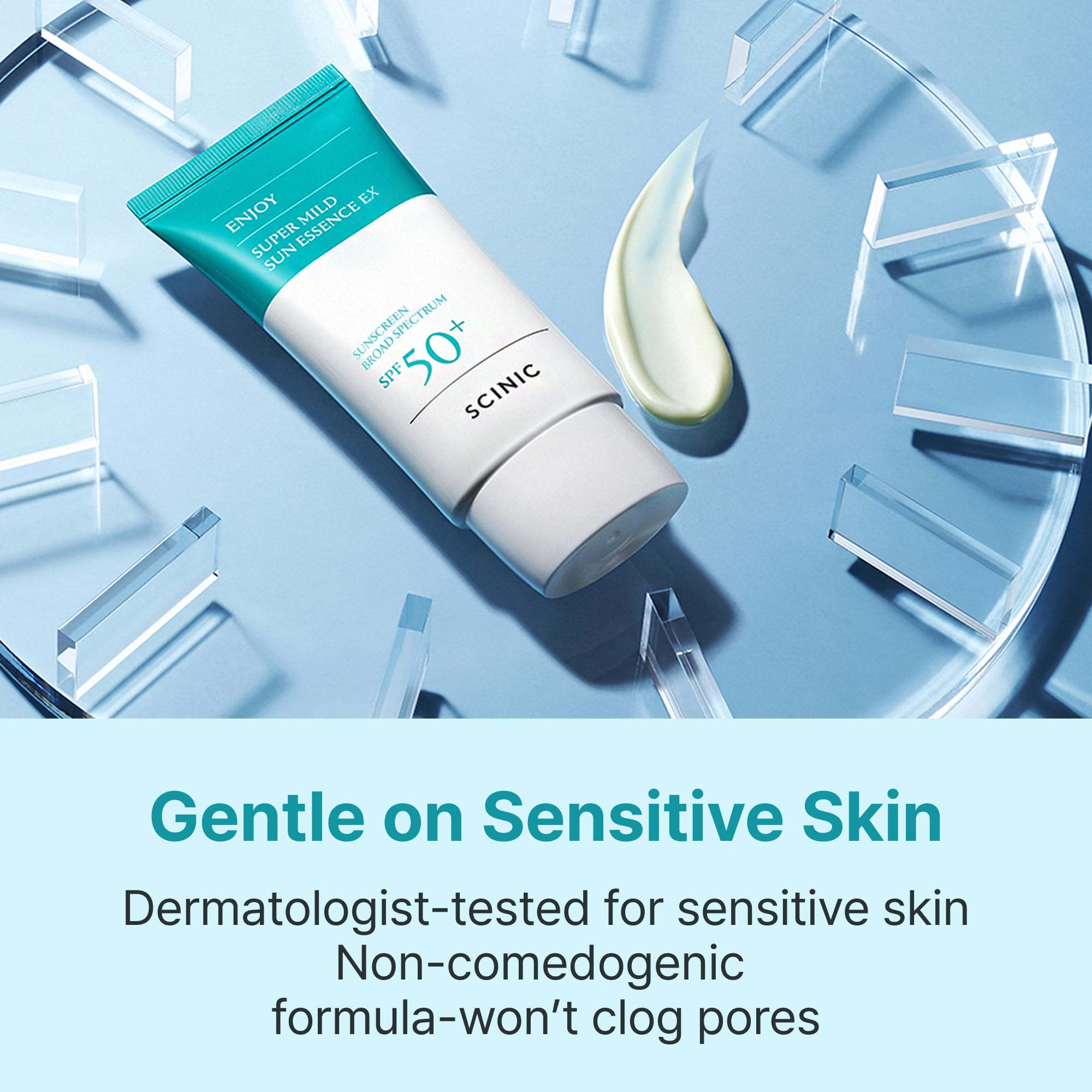 Hydrating SCINIC Enjoy Sun Essence leaves skin moisturized without greasiness.