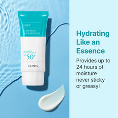 SCINIC Enjoy Sun Essence SPF 50+ protecting skin while moisturizing.