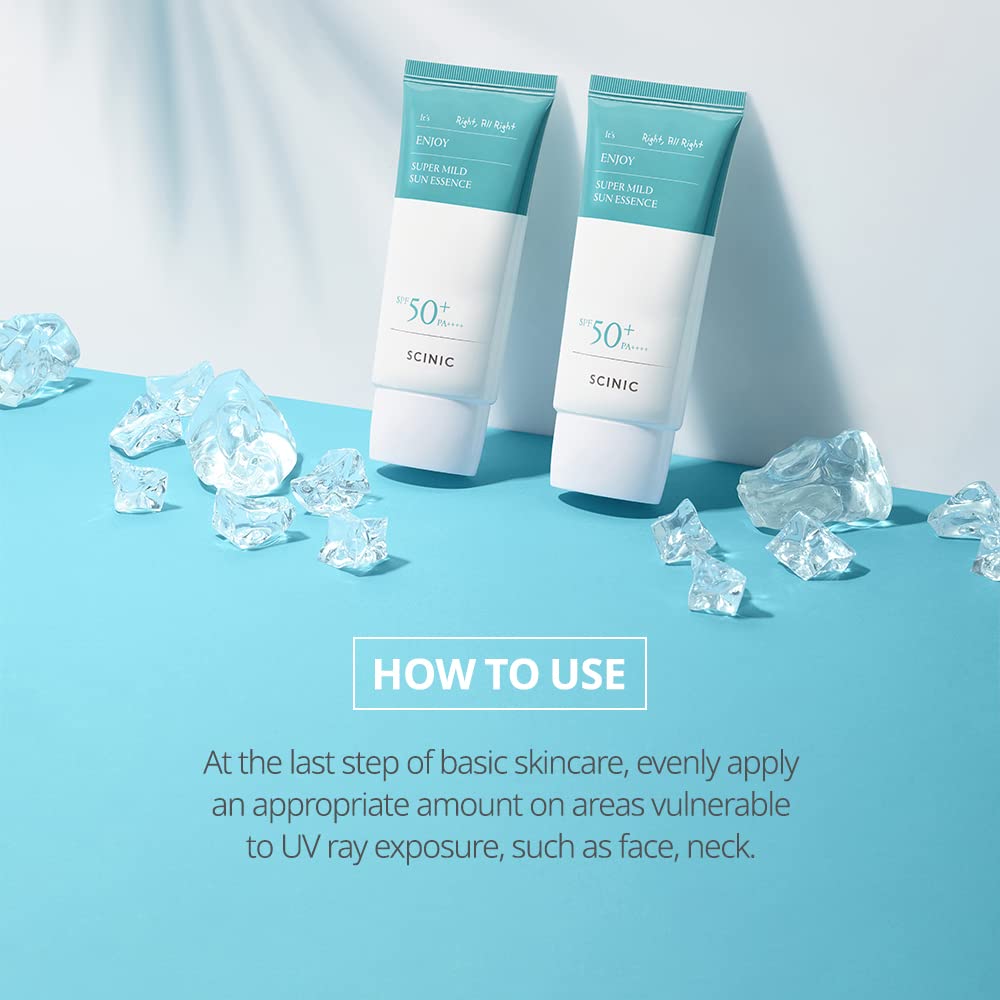 SCINIC Enjoy Super Mild Sun Essence, apto para todo tipo de piel.