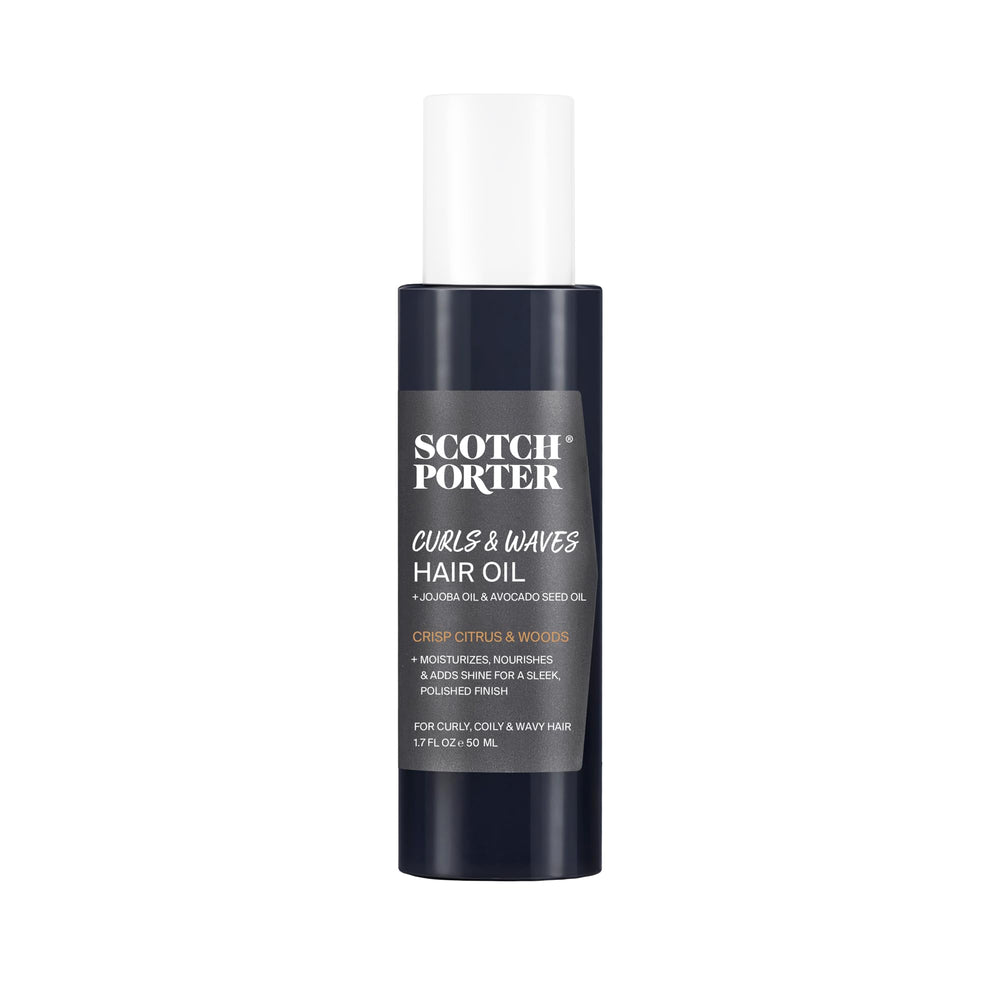 Scotch Porter Aceite para cabello, vista de la botella, sella la humedad.