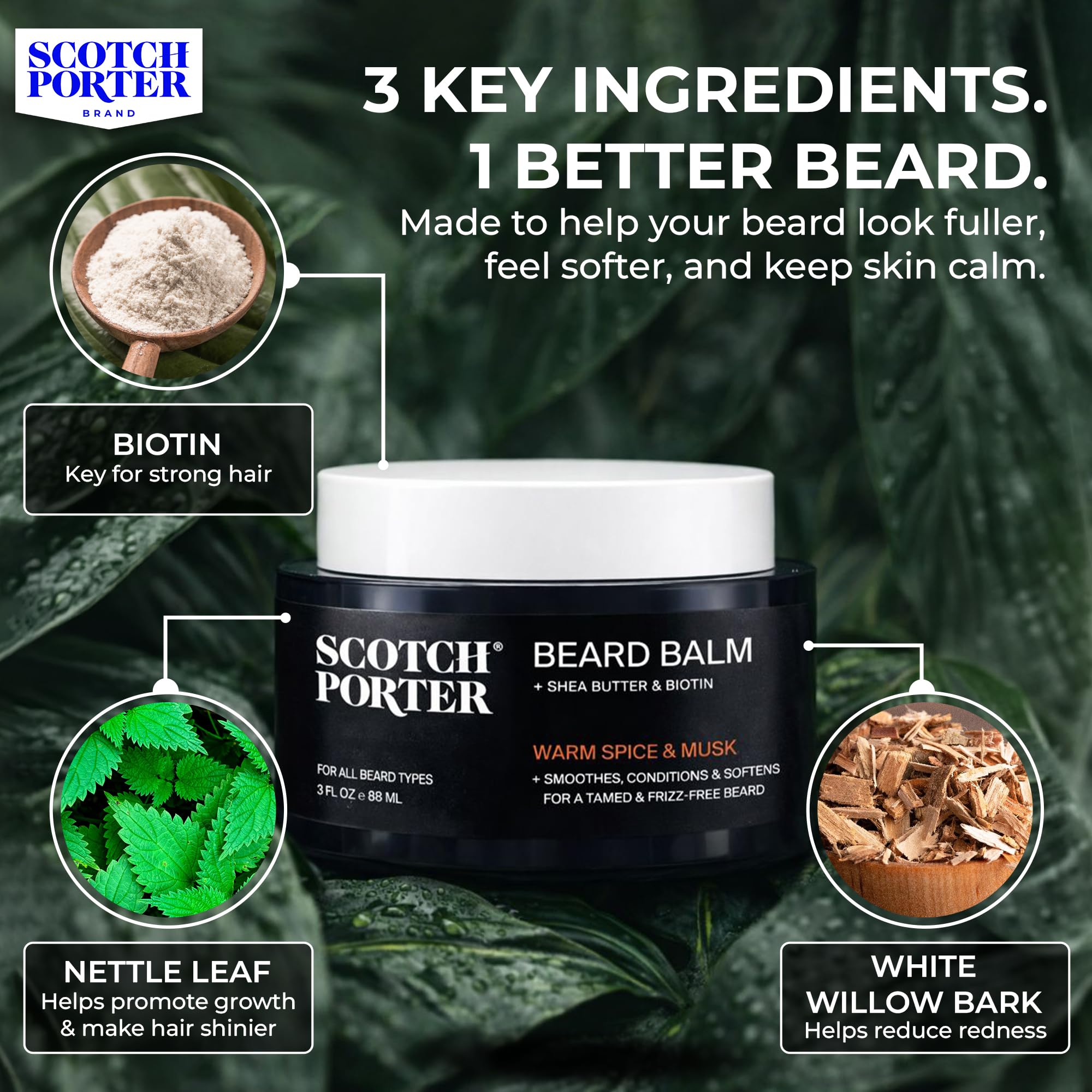Scotch Porter beard balm application dab on coarse hair for smoothing and styling