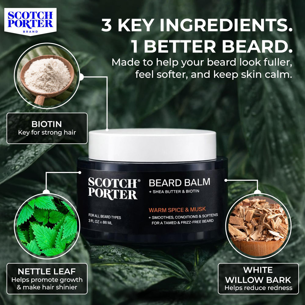 Scotch Porter beard balm application dab on coarse hair for smoothing and styling