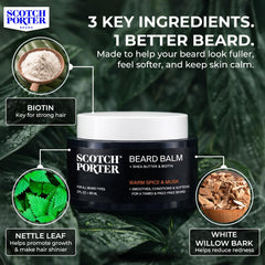 Scotch Porter beard balm application dab on coarse hair for smoothing and styling