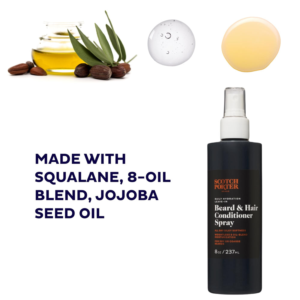 Scotch Porter Daily Hydration Conditioner Spray: para barba y cabello, hidratación duradera.