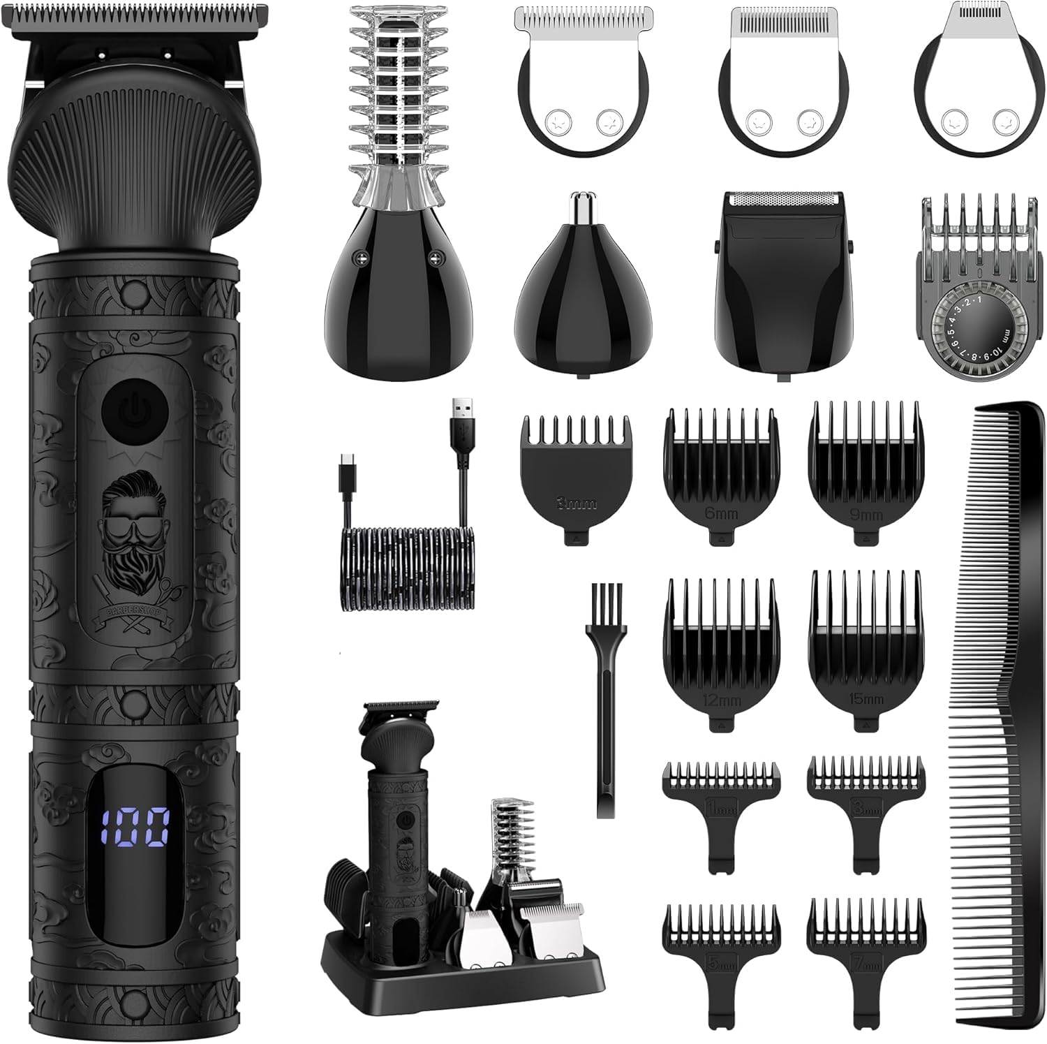 Scttomon beard trimmer close-up showing the T-blade for precise edging.