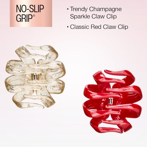 Scunci by Conair red jaw claw clip adds festive hold for thick hair.