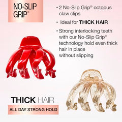 Close-up of Scunci jaw claw clip gripping hair securely without slipping.