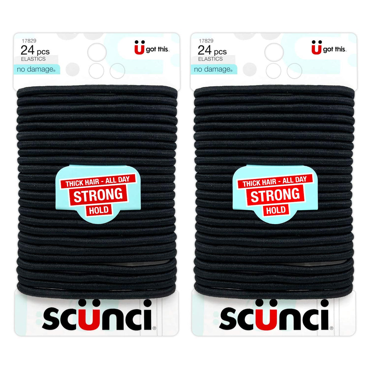 Elásticos Scunci sin daño negro, 24 piezas para uso diario sin esfuerzo