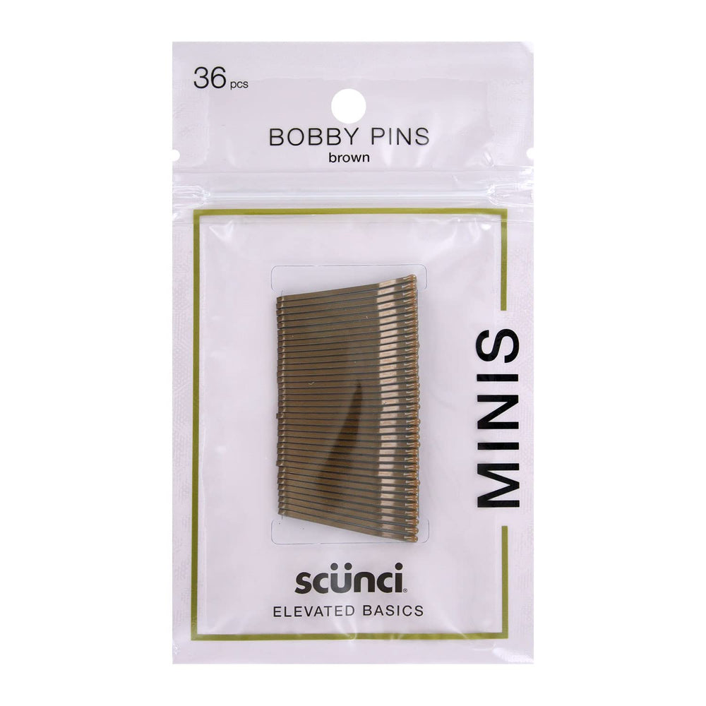 Scunci mini pasadores básicos elevados para cabello marrón, sujetan peinado diario con delicadeza.