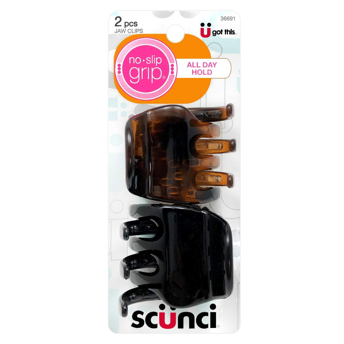 Scunci No-Slip Grip chunky jaw clip closeup for secure all-day hold