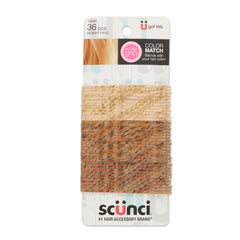 Pinza Scunci rubia curva para peinados duraderos y sin deslizamiento.