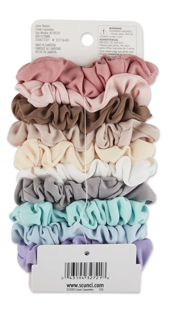 Scunci variety colors scrunchies; versatile color range for outfits and quick styling