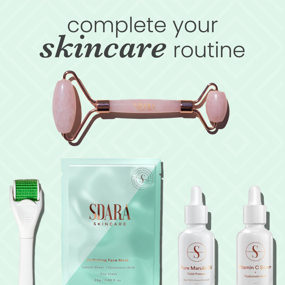 Sdara Skincare Derma Roller used on hair and beard for grooming.