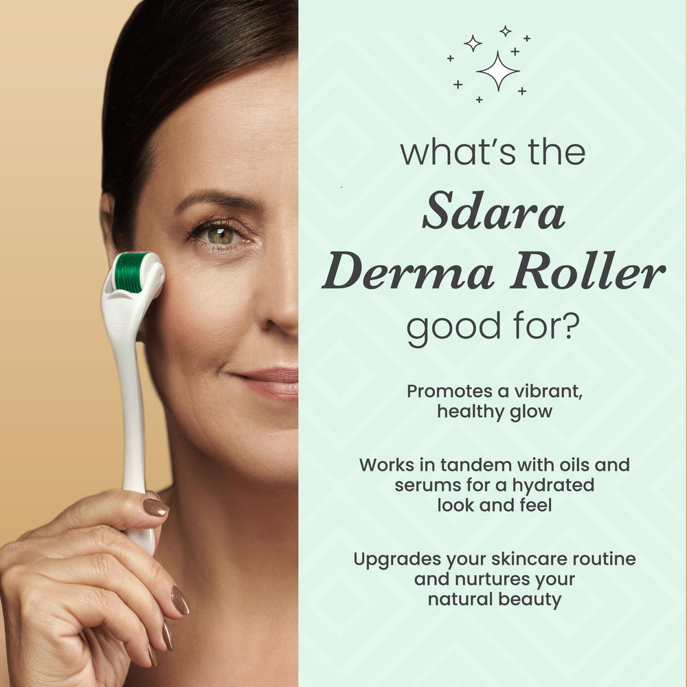 Sdara Skincare Derma Roller compact design for travel and on-the-go care.