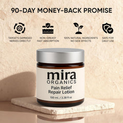 SDXJIOGE Mira Relief jar close-up highlights soothing botanicals for calm skin.