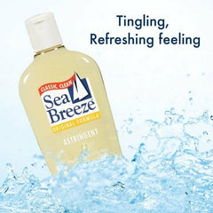 Sea Breeze Astringente Original, aplicación facial en la rutina diaria, sensación fresca