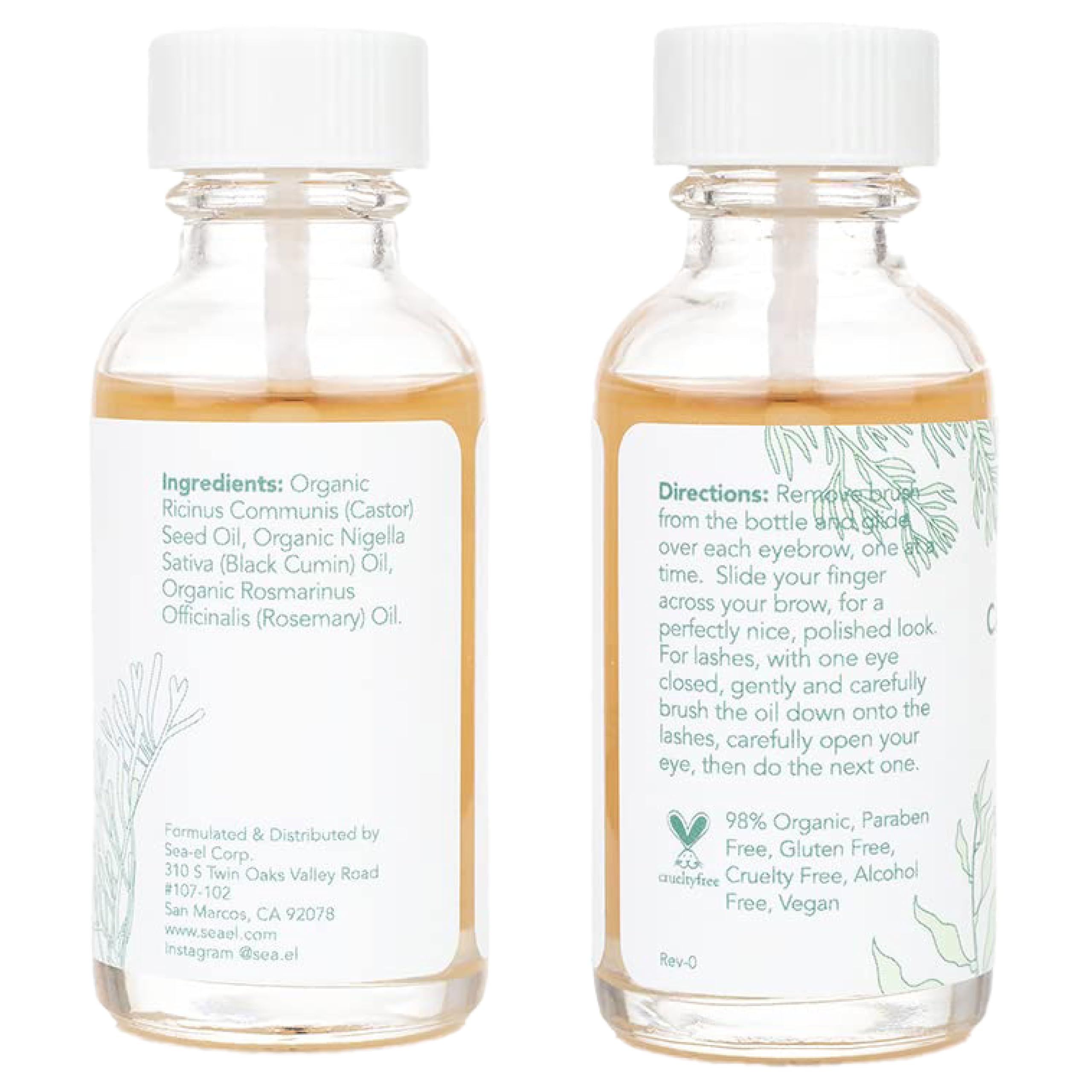 Envase ergonómico del Sea-El Sérum de Ricino para manejo cómodo.