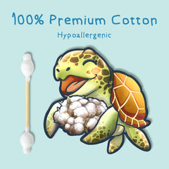 Sea Turtle Bamboo Cotton Swabs in eco-friendly kraft packaging for sustainable storage.