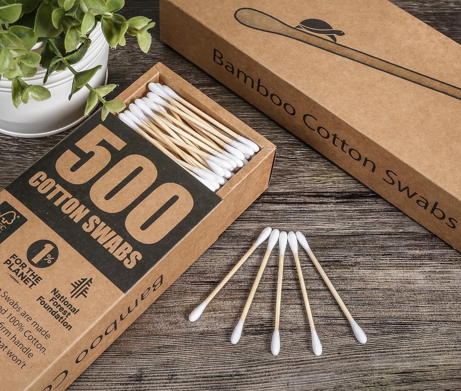 Sea Turtle bamboo cotton swabs FSC-certified bamboo sourcing