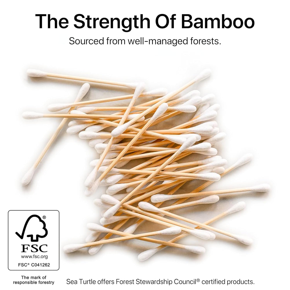 Sea Turtle bamboo cotton swabs organic cotton tips for gentle daily use