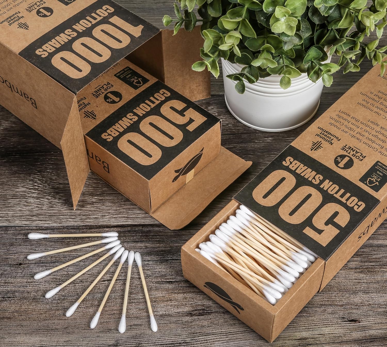 Sea Turtle bamboo cotton swabs recycled kraft packaging keeps supplies organized