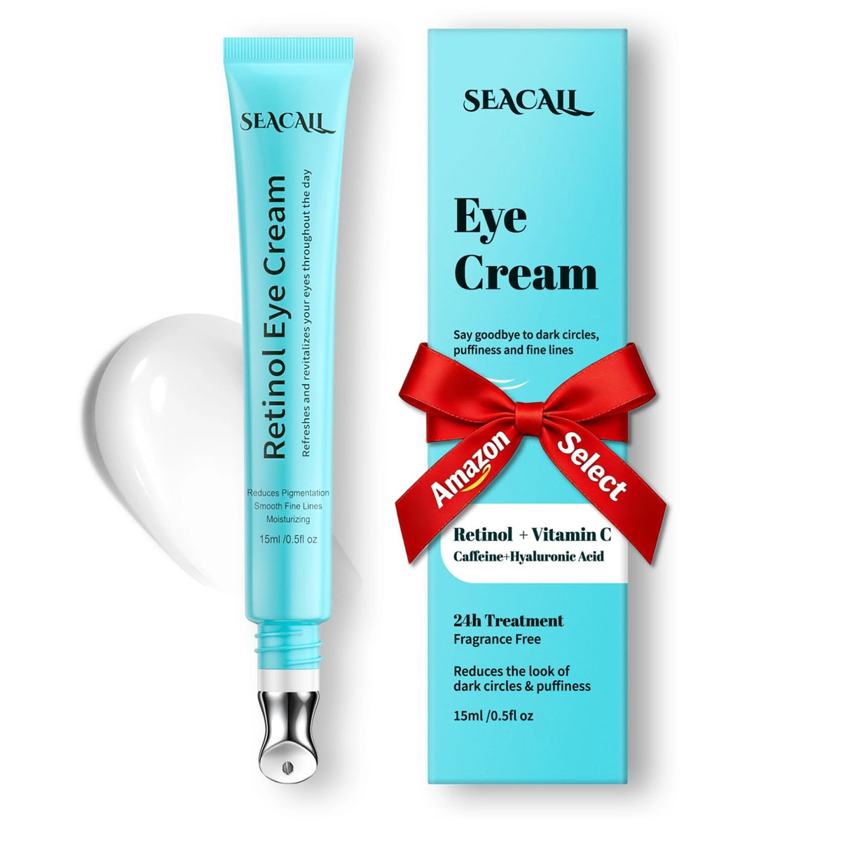 Seacall crema ojos retinol botella de 15 ml para reducción suave de arrugas.
