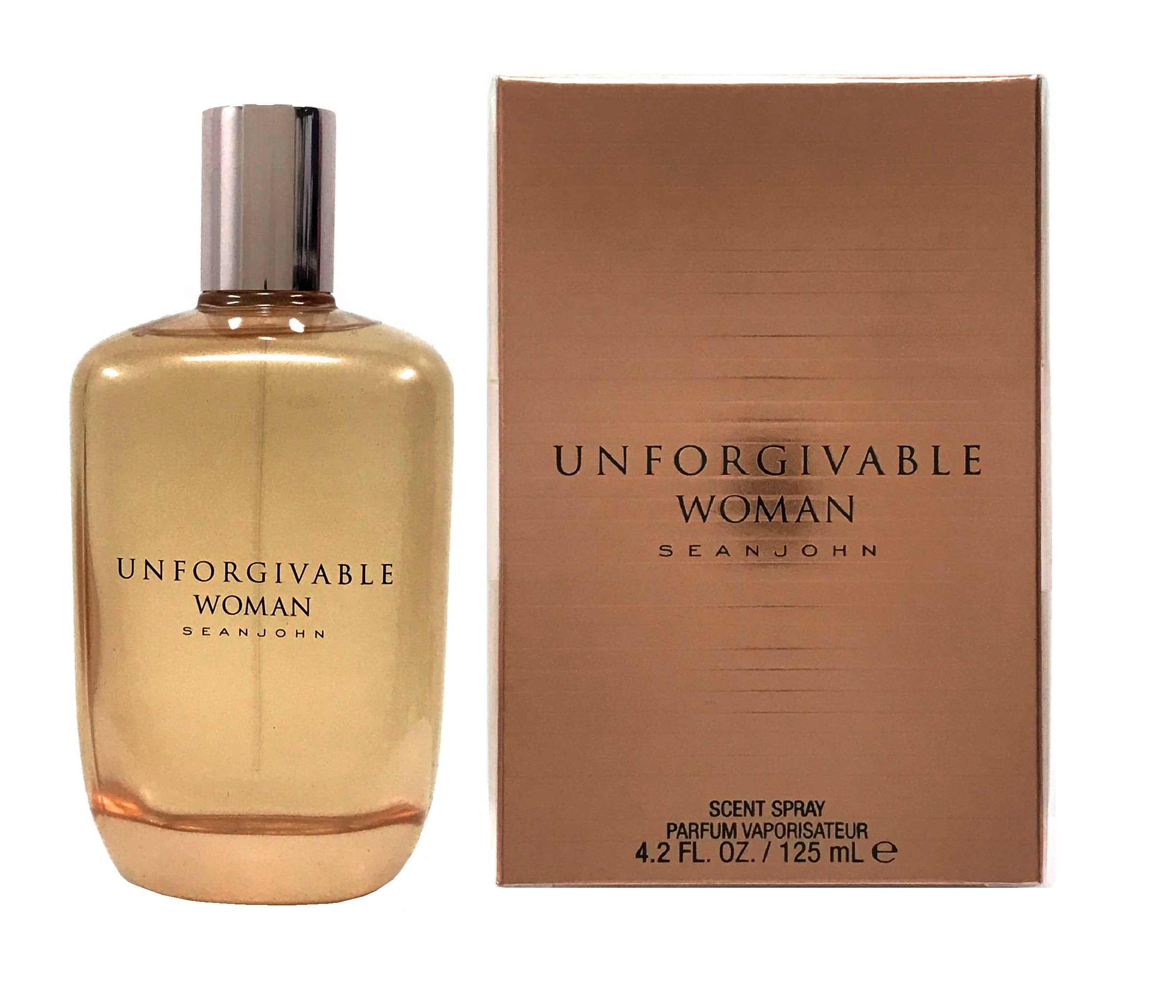 Sean John Unforgivable Woman packaging closeup highlights premium design ideal for gifting.