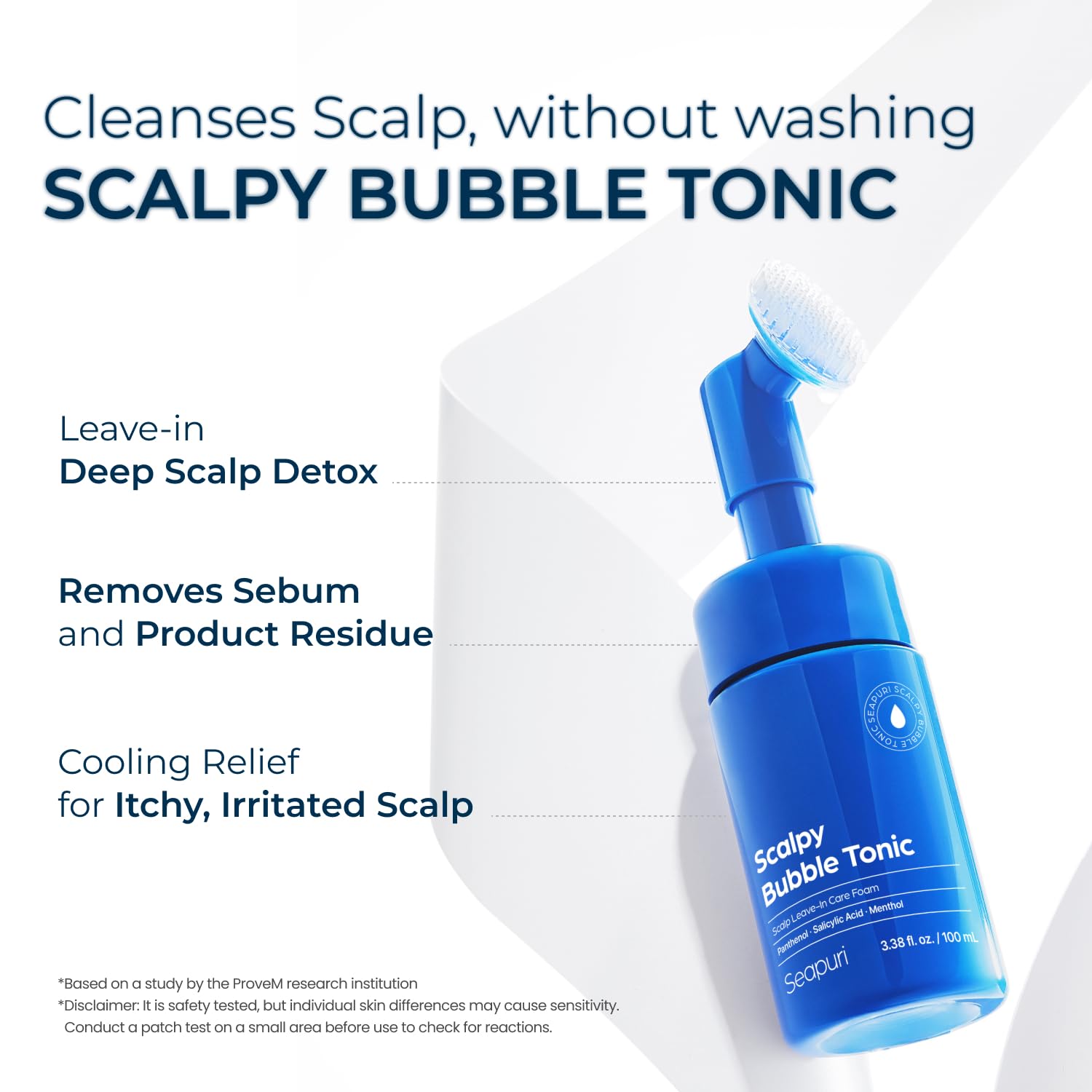 Seapuri Scalpy Bubble Tonic applying-foam demonstrates fast absorption without residue.