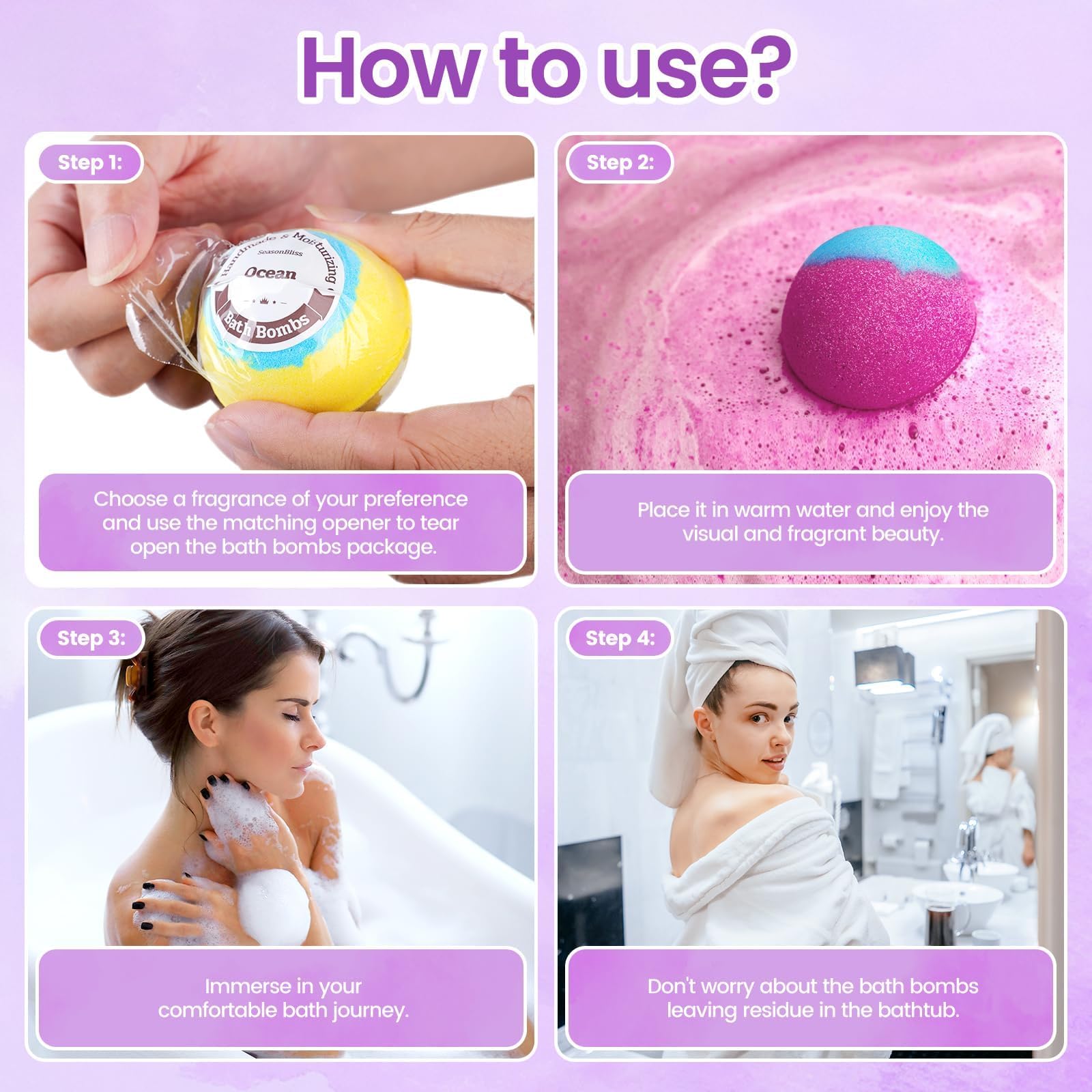 SeasonBliss Bombas de Baño aroma Rosa para experiencia floral.