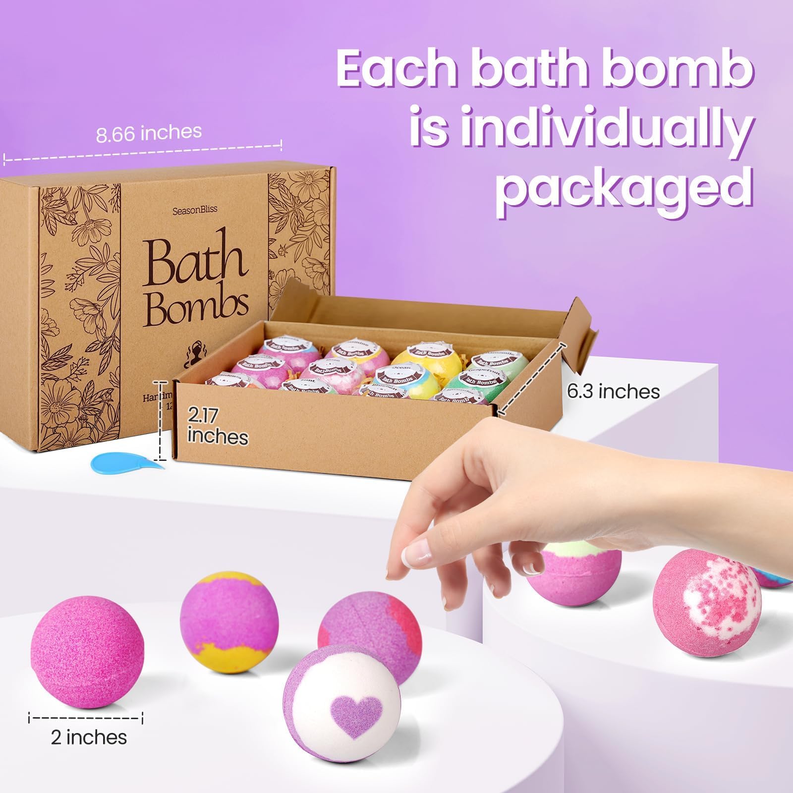SeasonBliss Bombas de Baño con manteca de karité para piel suave.