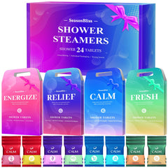 SeasonBliss tableta de ducha en paquete de 24 para uso diario.