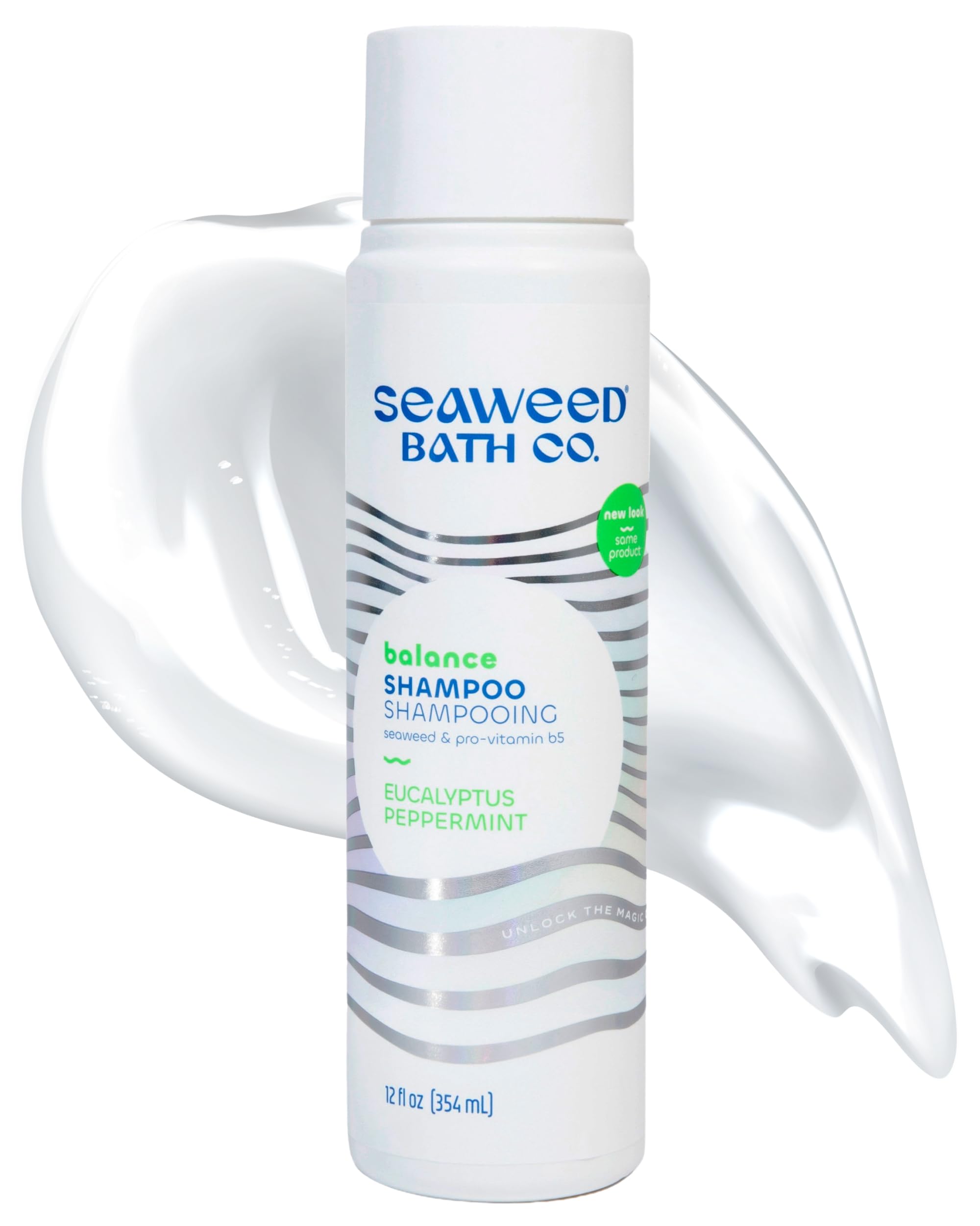 Seaweed Bath Co. Balance Champú botella con aroma de eucalipto para equilibrar grasa capilar.